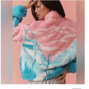 Anthropologie Beach Riot Leona Slopes Fleece Sherpa Pullover in Pink sz Medium
